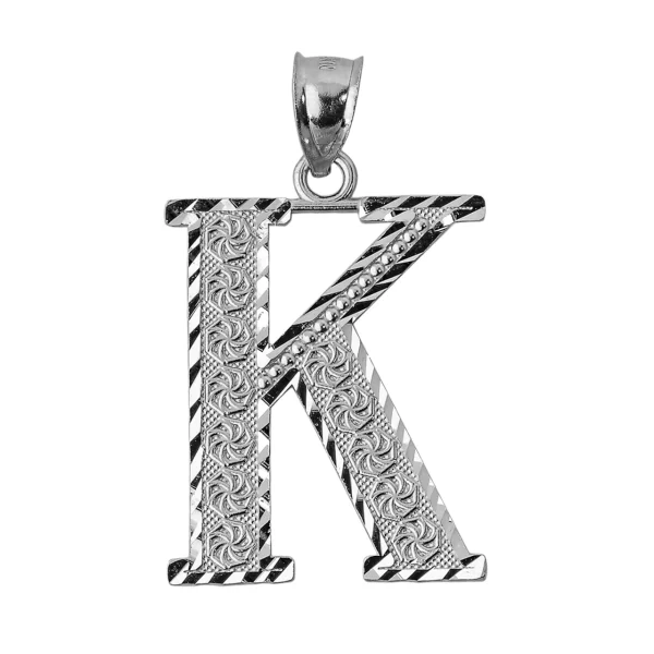 Initial K Silver Charm Pendant