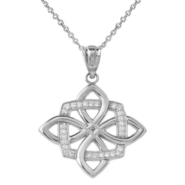 Quaternary Celtic Knot Pendant Necklace In Sterling Silver