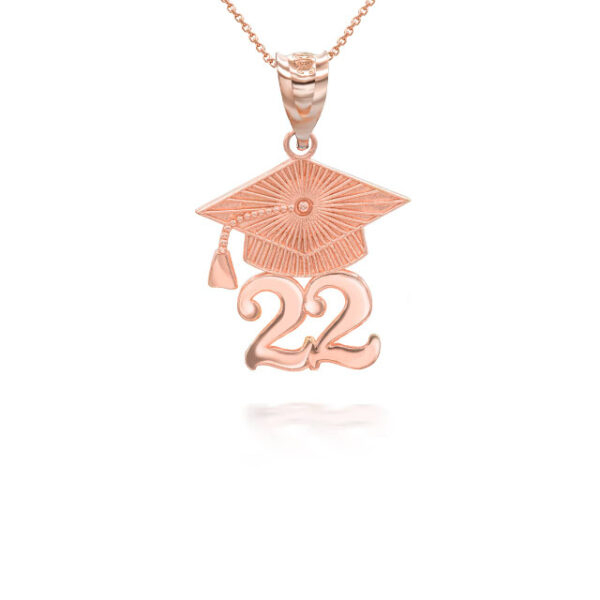 Rose Gold 2022 Graduation Cap Pendant Necklace