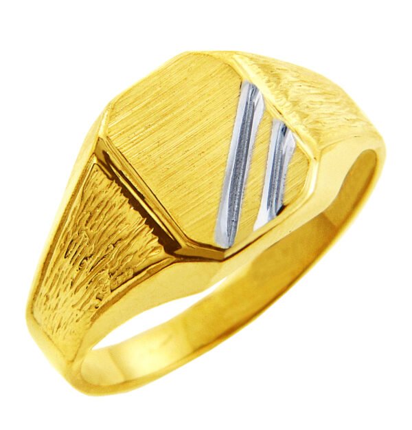 Mens Two-Tone Solid Gold Zeus Signet Ring
