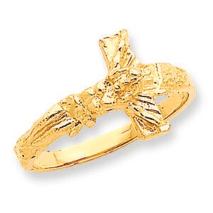 Diamond-Cut Crucifix Ring