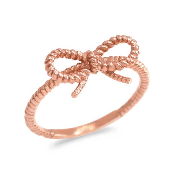 Rose Gold Ribbon Bow Roped Ring