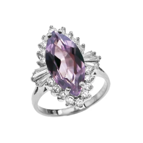 4 Ct Cz Alexandrite June Birthstone Ballerina White Gold Proposal Ring