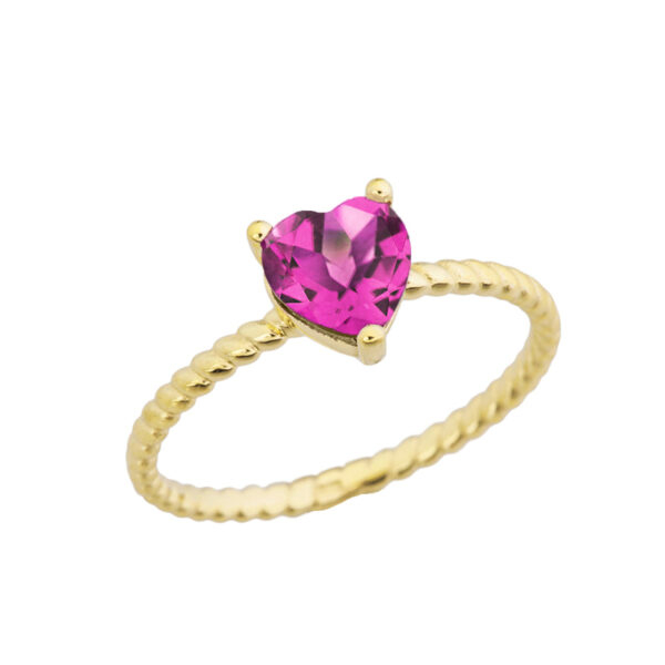 Dainty Alexandrite (Lcal) Heart Rope Ring In Yellow Gold