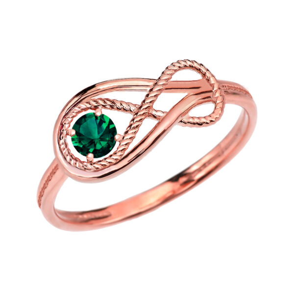 Emerald Rope Infinity Rose Gold Ring