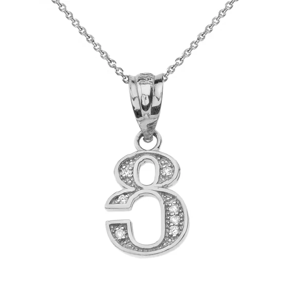 Solid White Gold Armenian Alphabet Diamond Initial "Tsu" Pendant Necklace