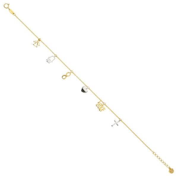14K Dangling Light Chain Bracelet - 7+1"