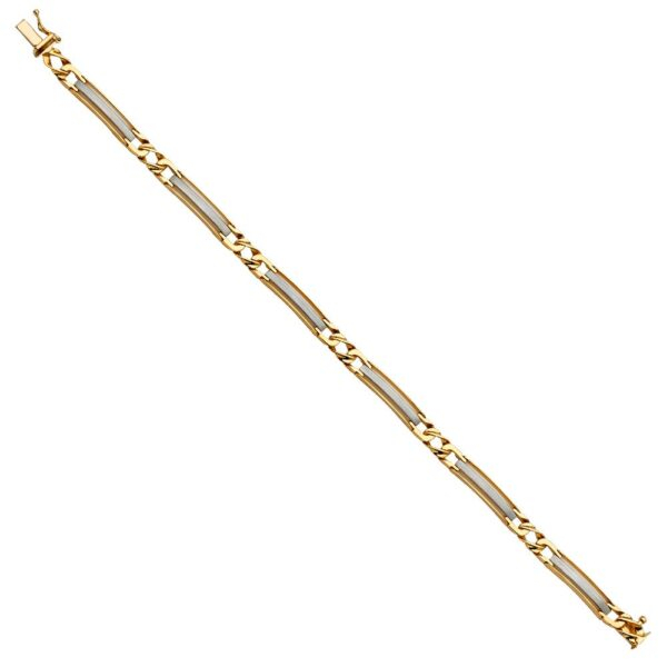 14K 2T Fancy Men's Bracelet - 8"