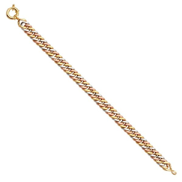 14K 3C Fancy Hollow Link Bracelet - 7.5"