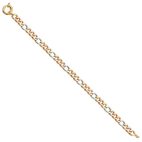 14K 3C Fancy Hollow Figaro Bracelet - 7.5"