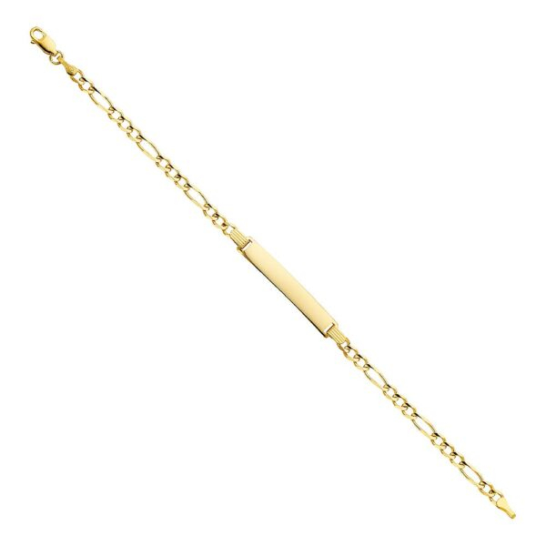 14K Figaro 3+1 ID Bracelet - 7.5"