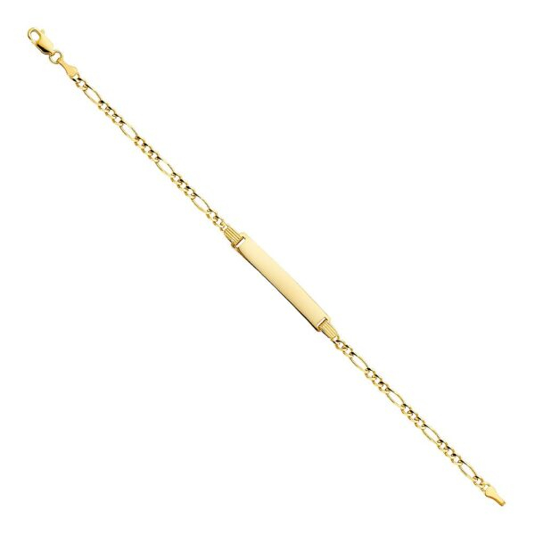 14K Figaro 3+1 ID Bracelet - 7.5"