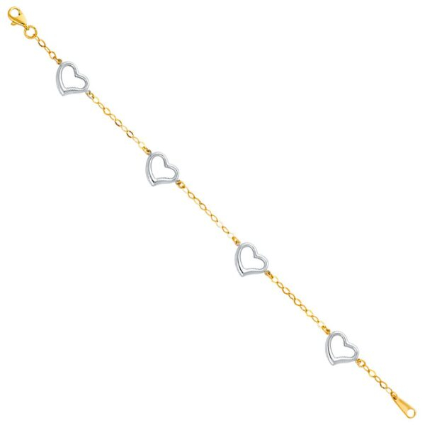 14K 2T Light Bracelet with Heart - 7.5"