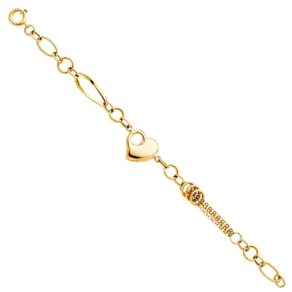 14K 3C Fancy Hollow Bracelet - 7.5"