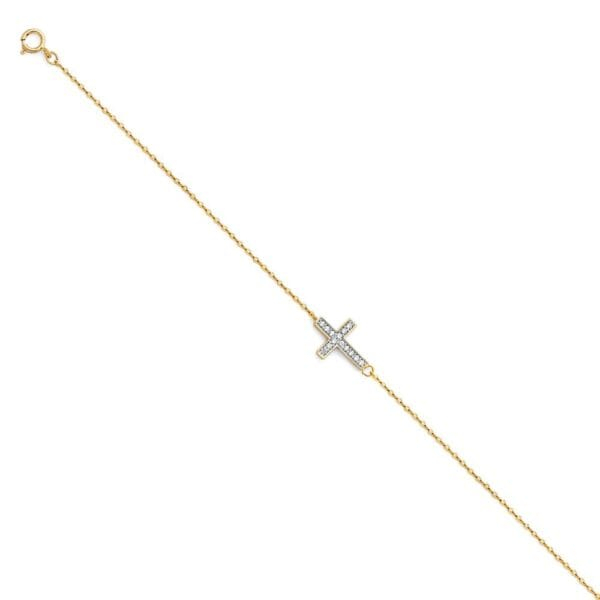 14K Light CZ Chain Bracelet - 7+1"