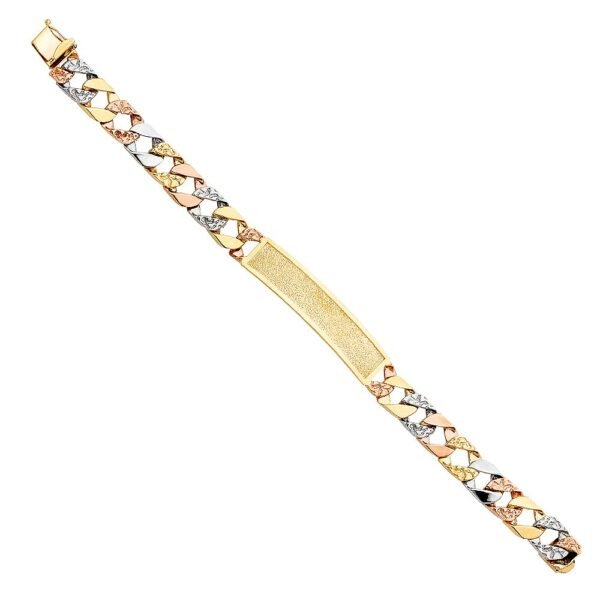 14K 3C Nugget Cuban ID Bracelet - 8.5"