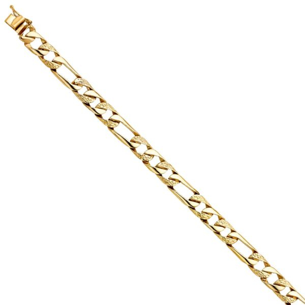 14K Nugget Figaro Link Bracelet - 8"