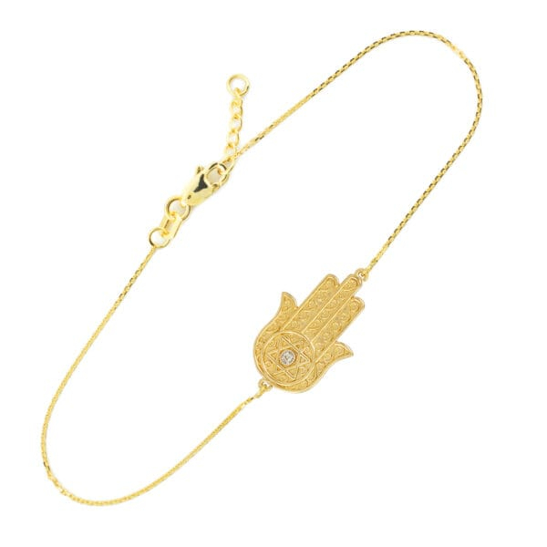 14K Solid Gold Hamsa Diamond Bracelet