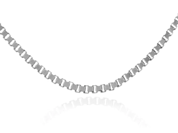 Gold Chains: Box Link White Gold Chain 0.67mm