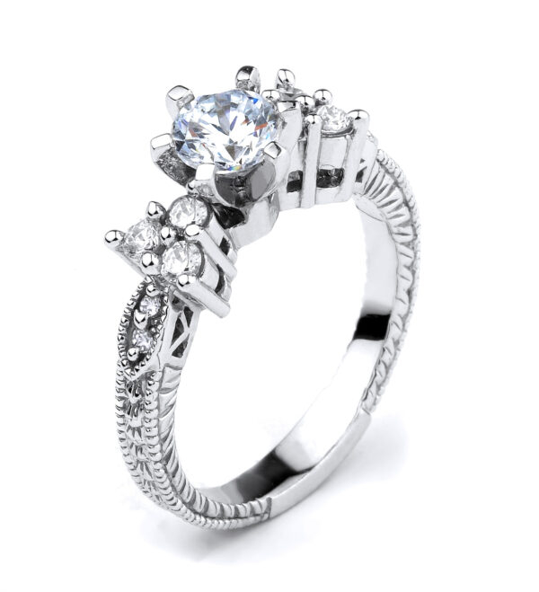 Sterling Silver Round Cz Solitaire Engagement Ladies Ring