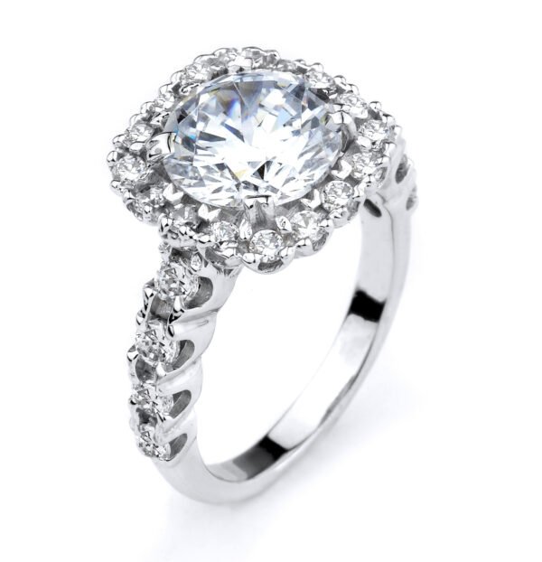 Sterling Silver Cz Halo Engagement Ring