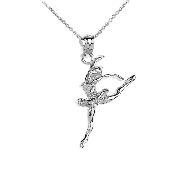 925 Sterling Silver Ballet Dancer Charm Pendant Necklace