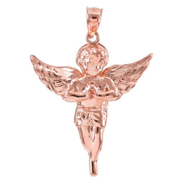 Rose Gold Diamond Cut Angel Pendant (S M L)