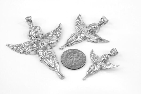 925 Sterling Silver Diamond Cut Angel Pendant (S M L)