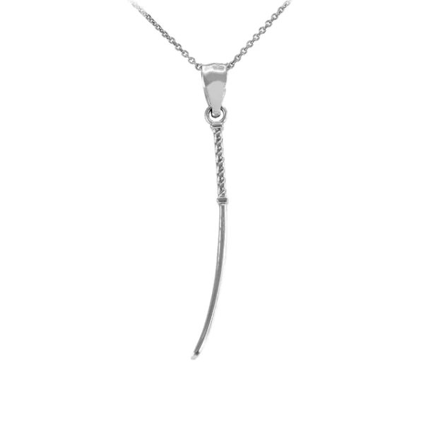 Sterling Silver Japanese Katana Short Sword Pendant Necklace