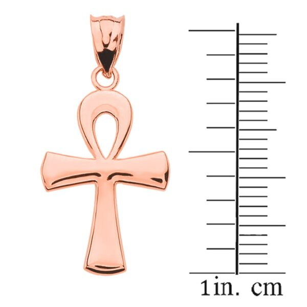 Rose Gold Egyptian Ankh Polished Pendant Necklace - Image 3