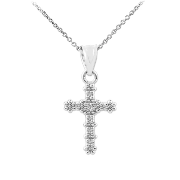 Sterling Silver Flower Cross Charm Pendant Necklaces