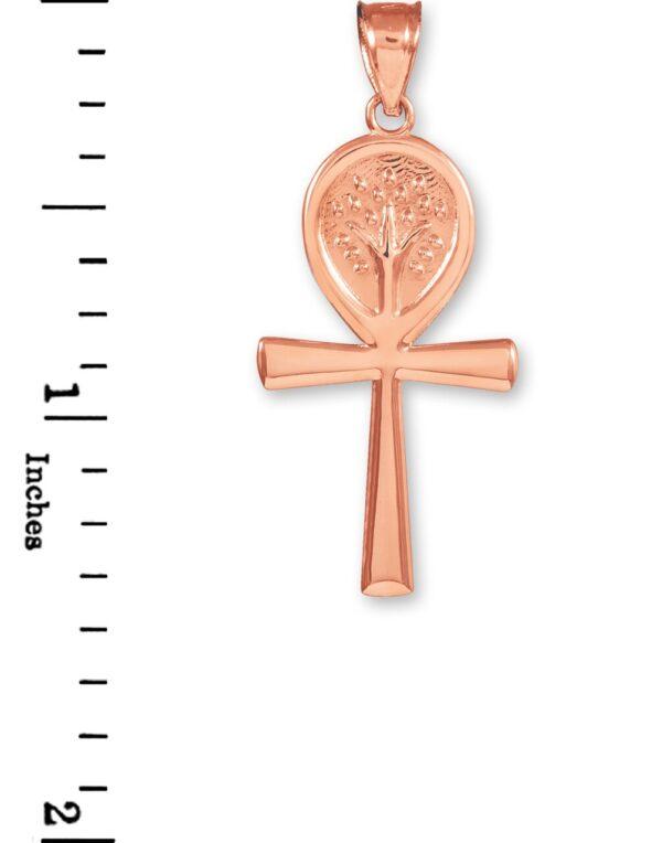 Rose Gold Ankh Cross Tree Of Life Pendant Necklace - Image 2