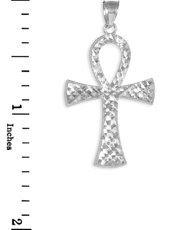 Ankh Cross Silver Pendant Necklace - Image 3