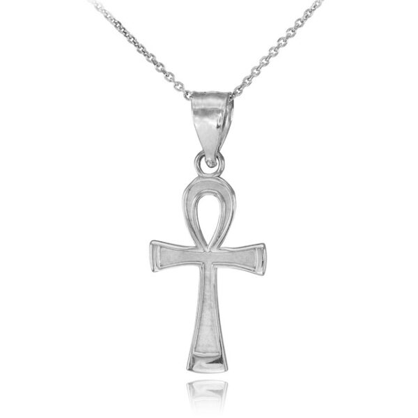 White Gold Ankh Charm Necklace