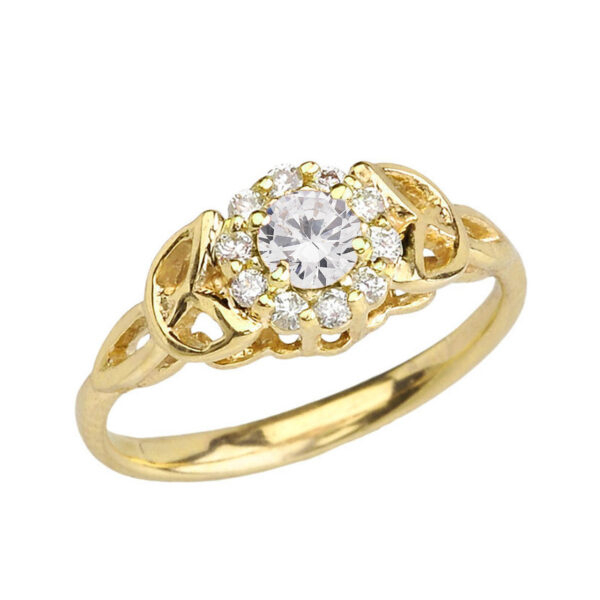 Yellow Gold Cz Engagement/Promise Ring