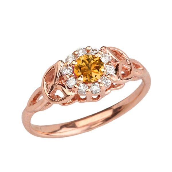 Rose Gold Diamond And Citrine Engagement/Promise Ring