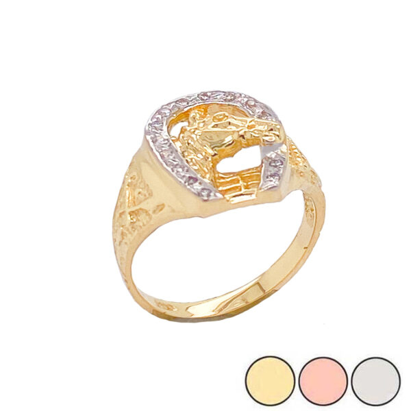 Diamond Horseshoe Ring In Gold (Yellow/Rose/White)