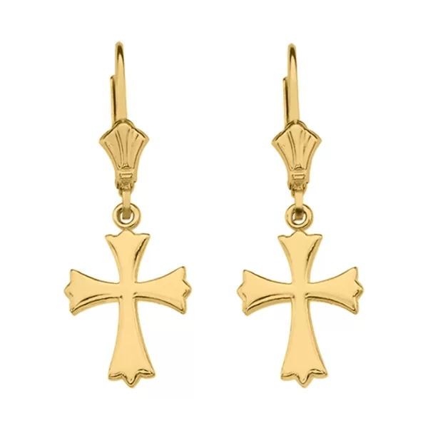 Yellow Gold Roman Catholic Earrings