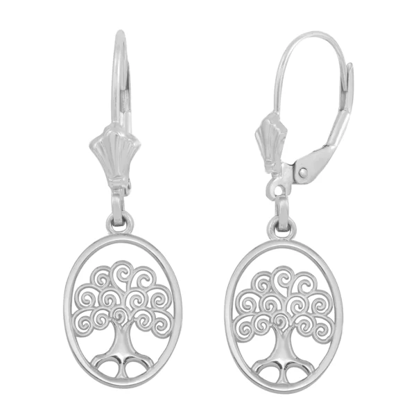 Sterling Silver Tree Of Life Filigree Swirl Celtic Earring Set