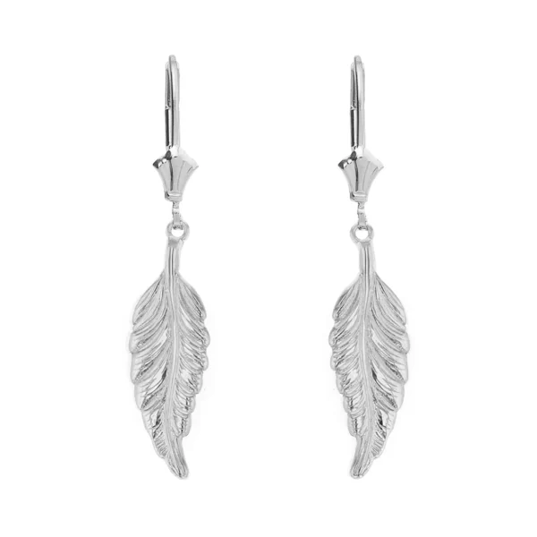 Sterling Silver Bohemia Boho Feather Drop Earring Set