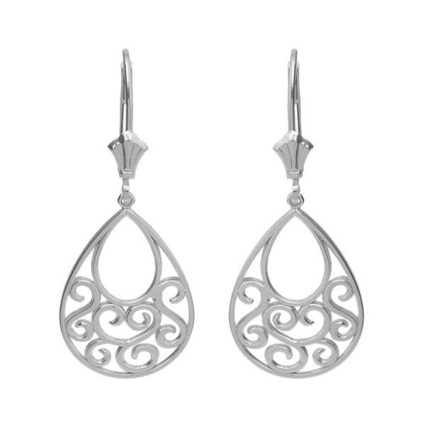 Sterling Silver Filigree Teardrop Tree Of Life Heart Drop Earring Set