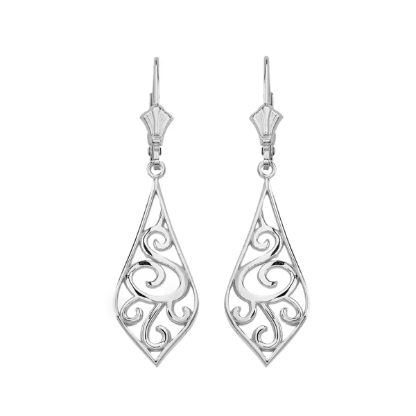 Sterling Silver Teardrop Filigree Tribal Drop Earring Set 1.42" (36Mm)