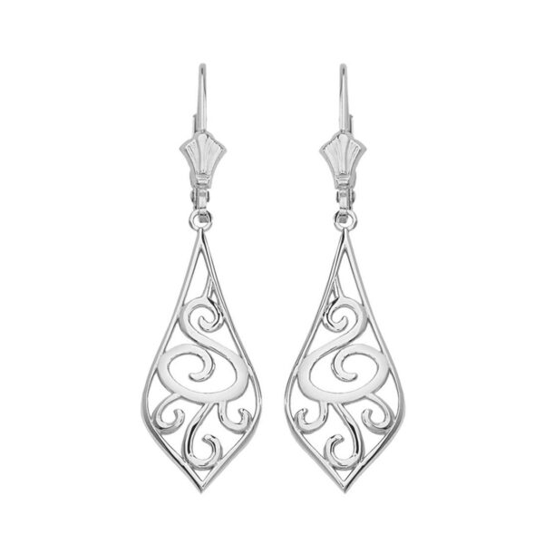 Sterling Silver Teardrop Filigree Tribal Drop Earring Set 1.67" (42 Mm)