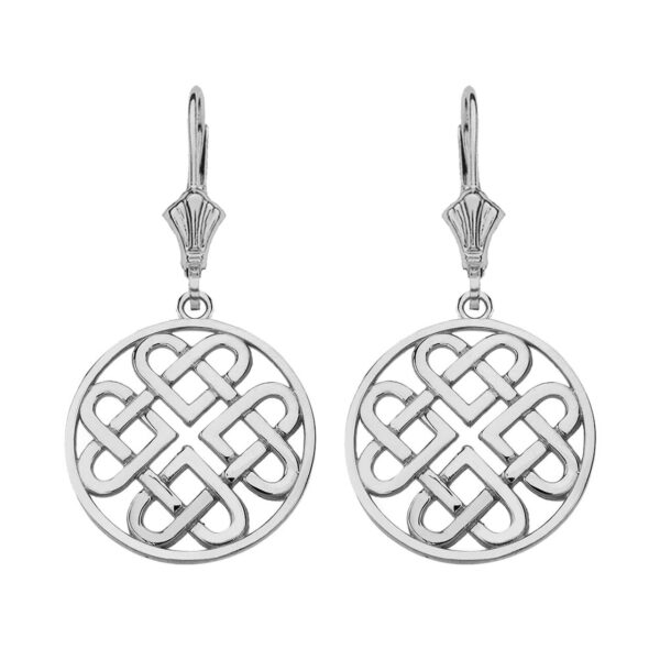 Sterling Silver Woven Celtic Hearts Circle Drop Earring Set (Small)