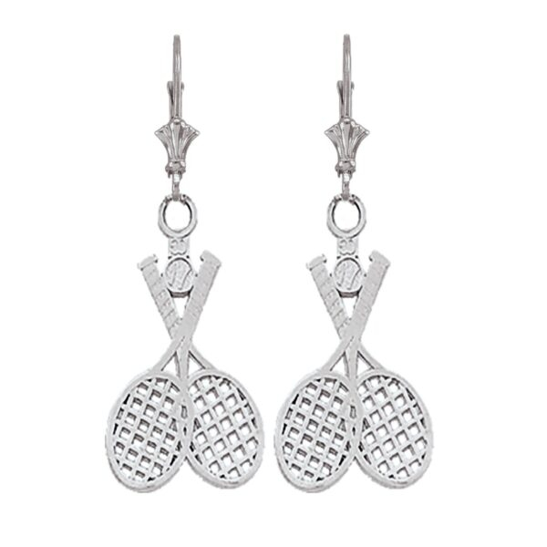 Tennis Racquet & Ball Leverback Earrings In .925 Sterling Silver