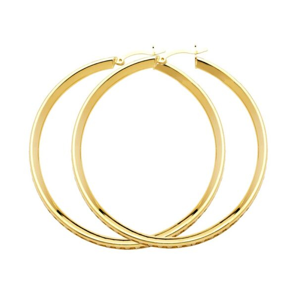 14KY RD CZ Channel Hoop Earrings