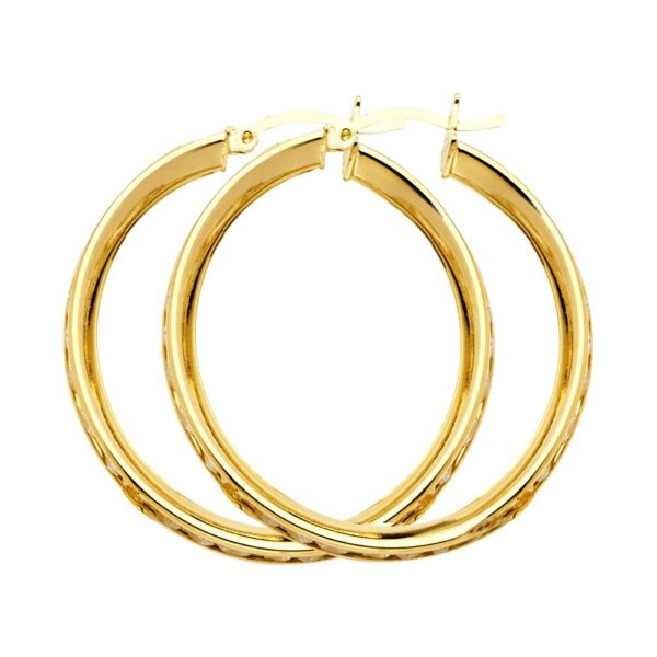 14KY RD CZ Channel Hoop Earrings