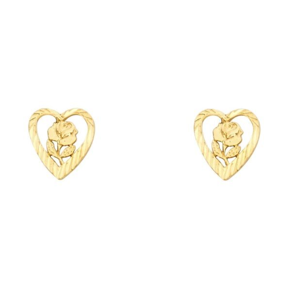 14KY Heart Flower Post Earrings