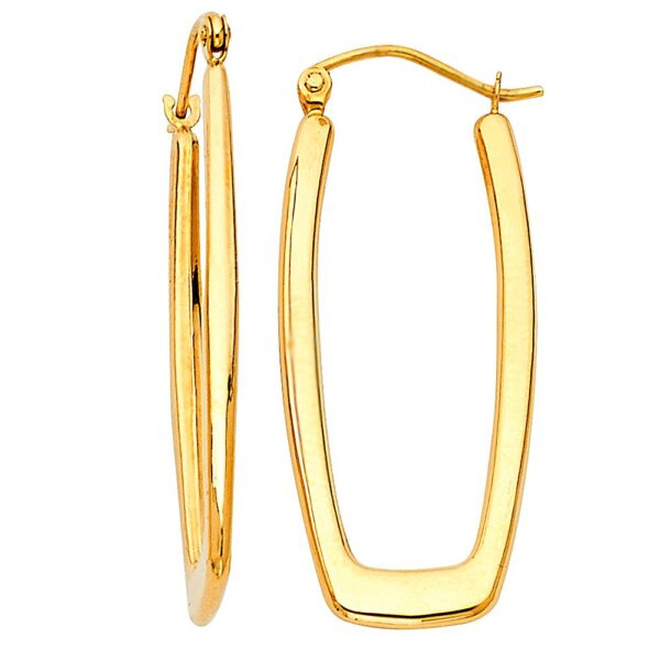 14KY 2.5mm Flat Rectangular Earrings