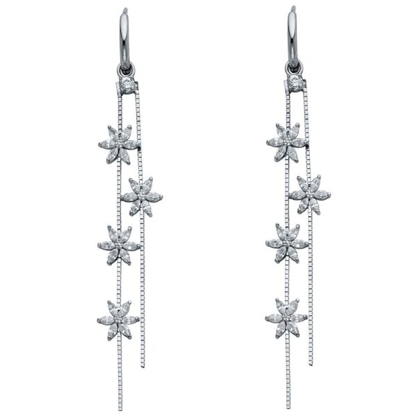 14KW CZ Hanging Huggies Earrings